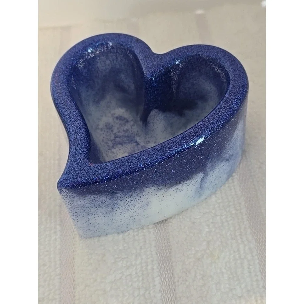 Handmade‎ Resin Blue And Silver Trinket Bixes. 756